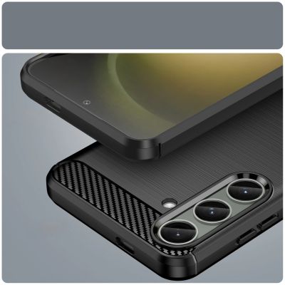 12. Hülle für Carbon Case Samsung Galaxy S24+ flexible Silikon-Carbon-Hülle - Schwarz