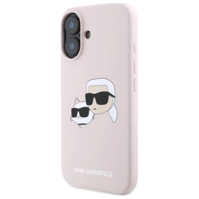 2. Karl Lagerfeld Silikon Nauble Heads Print MagSafe Case für iPhone 16 - Pink