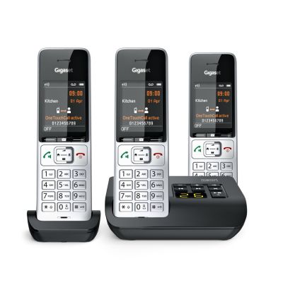 5. Gigaset 500A Comfort Trio Schnurlostelefon - Anrufbeantworter - ECO DECT\GAP\CAT-iq - Silber + 2 zusätzliche Mobilteile