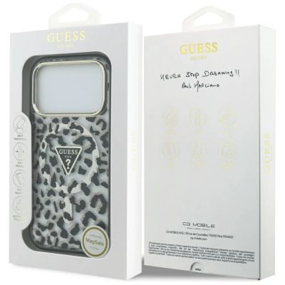 8. Guess Leopard Glitter MagSafe Hülle für iPhone 17 Pro - Schwarz