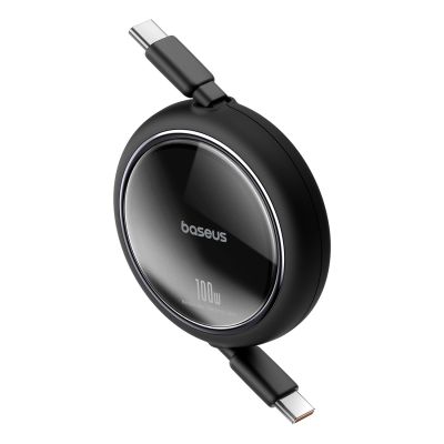 2. Baseus Free2Draw Mini USB-C – USB-C 100 W 1 m einziehbares Kabel – Schwarz