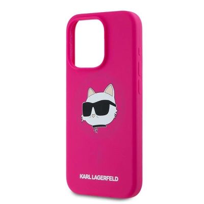 6. Karl Lagerfeld Silikon Choupette Head MagSafe Hülle für iPhone 15 Pro – Rosa