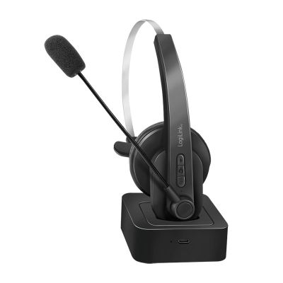 4. LogiLink BT0059 Kopfhörer/Headset Kabelloses Kopfband Bluetooth-Ladegerät für Büro/Callcenter Schwarz