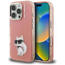 Karl Lagerfeld IML Aquarelle Choupette & Logo Hülle für iPhone 16 Pro Max - Pink
