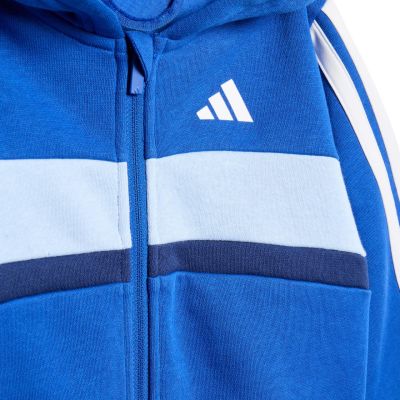 6. adidas Essentials Tiberio 3-Streifen Fleece-Trainingsanzug für Kinder Blau KC6004
