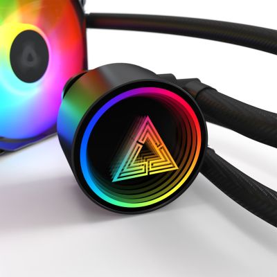 5. Montech LightFlow ARGB 360 All-in-One-Flüssigkeitskühler für Prozessoren, 12 cm, Schwarz, 1 Stück.