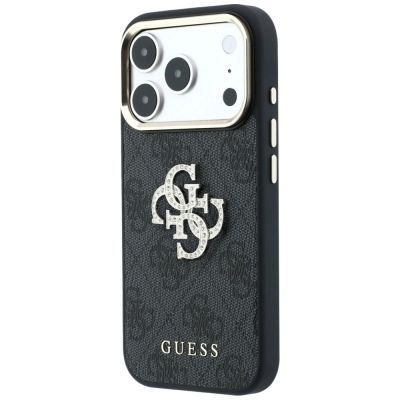 2. Guess 4G & Big Strass Logo Hülle für iPhone 17 Pro Max / 18 Pro Max - Schwarz