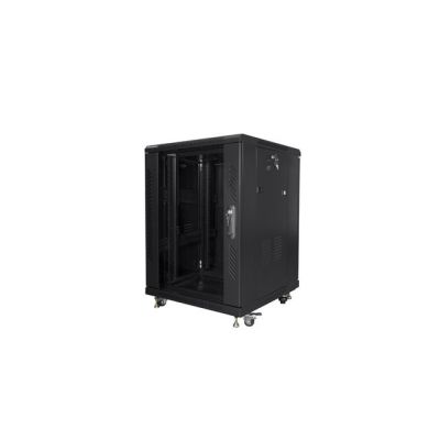 2. Lanberg FF01-6615-12B Rack-Schrank (15 HE; 19 Zoll; 848 mm / 600 mm / 600 mm; Standgerät; Glas; 800 kg; schwarz)