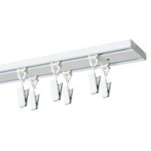 Doppelte Deckenschiene mit Gleitern und Klammern 200 cm, Aluminium, Weiß, KOWALSKI