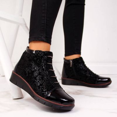 2. Damen-Lederboots mit Warmfutter und Print, schwarz, Filippo