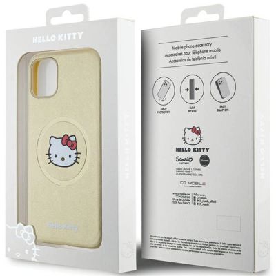 8. Hello Kitty Kitty Head MagSafe-Hülle aus Leder für iPhone 11 / Xr – Gold