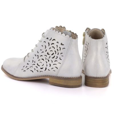 4. Damen-Ankle-Boots aus Leder, durchbrochen, goldfarben, Potocki JE19423