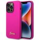 Guess Silikonhülle mit Vintage-Goldlogo für iPhone 14 Pro Max – Fuchsia