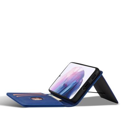 8. Magnetkartenhülle Hülle für Samsung Galaxy S22+ (S22 Plus) Tasche Geldbörse Kartenhalter Blau