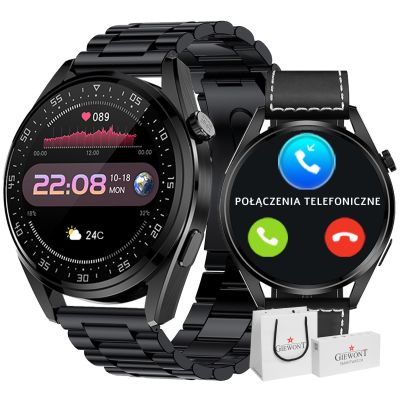 GIEWONT Vertex SmartCall GW450-2 Carbon/Carbon Leder Smartwatch