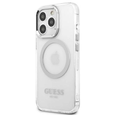 2. Guess Metal Outline MagSafe Hülle für iPhone 13 Pro / iPhone 13 – Silber