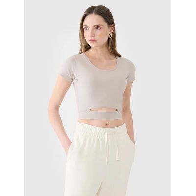 Damen Crop Top schlichtes T-Shirt 4F 4FRSS25TTSHF2695-83S