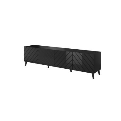 ABETO TV-Schrank 200x42x52 schwarz/glänzend schwarz