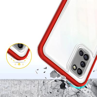 6. Klare 3in1 Hülle für Samsung Galaxy A03s (166) Rahmen Gel Cover rot