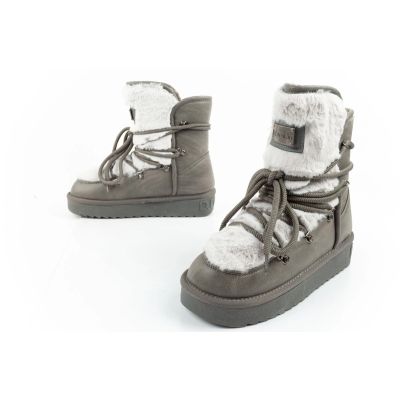8. D.Franklin Damen Winter Schneestiefel, modisches Fellfutter, grau