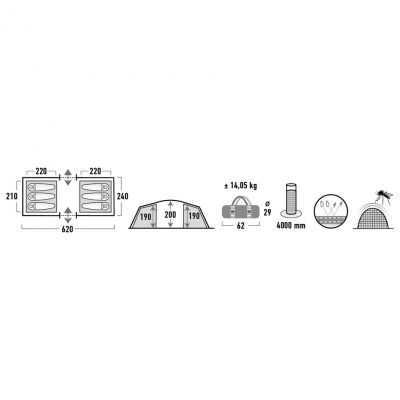 5. High Peak Tauris 6 Zelt Grau 11562