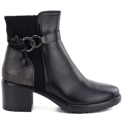 7. Gefütterte Damen-Ankle-Boots mit Blockabsatz, schwarz, Potocki SZ12873
