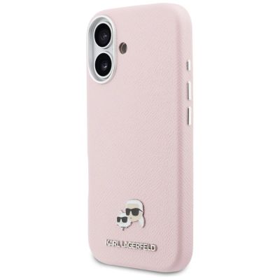 2. Karl Lagerfeld Karl & Choupette Head Pins Saffiano MagSafe Hülle für iPhone 17 - Pink