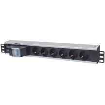 Intellinet 711432 PDU 6-fach Steckdosenverteiler 1,5 HE Schwarz, Grau