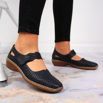 22. Rieker W RKR139 marineblaue Lederschuhe