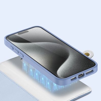 6. Dux Ducis Lawa Lederhülle für iPhone 15 Pro Max - Blau
