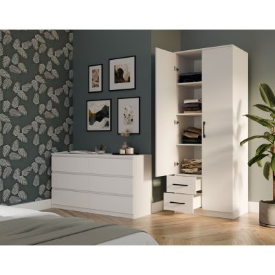 4. ROMANA KLEIDERSCHRANK 80X205 WEISS MIT SPIEGEL