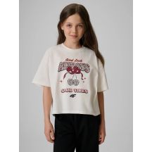 Mädchen-T-Shirt mit kastenförmigem Schnitt und Aufdruck 4F 4FJRAW26TTSHF4239-11S