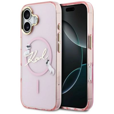 Karl Lagerfeld IML Choupettes Karl Script Logo MagSafe iPhone 17 Hülle - Pink
