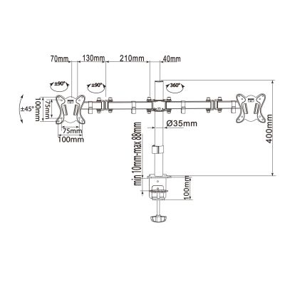 4. Equip 650152 Monitorhalterung/Ständer 68,6 cm (27") Schreibtisch Schwarz