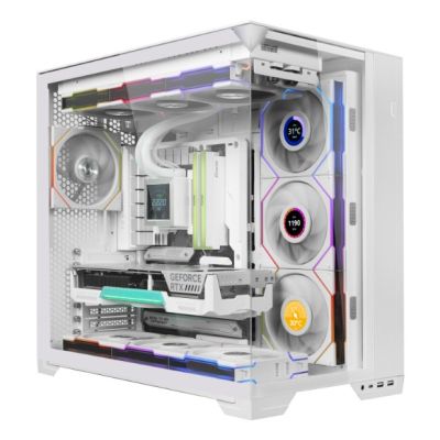 4. Lian Li UNI FAN TL Kabelloser LCD-Lüfter, ARGB, PWM – 120 mm, weiß