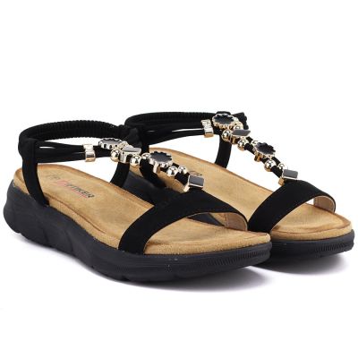 4. Schwarze Keilsandalen für Damen Artiker 58C0007