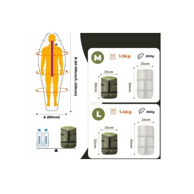 2. Qunature grüner Winterschlafsack mit Daunenfüllung L