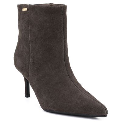 Damen-Ankle-Boots aus Leder mit niedrigem Absatz, Wildleder, braun, Big Star UU274492