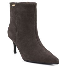 Damen-Ankle-Boots aus Leder mit niedrigem Absatz, Wildleder, braun, Big Star UU274492
