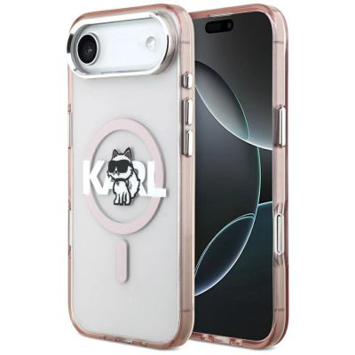Karl Lagerfeld IML Choupette Sketch Logo MagSafe Hülle für iPhone 17 Air - Pink