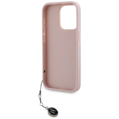7. Karl Lagerfeld Saffiano Rhinestones & Charm Hülle für iPhone 15 Pro – Rosa