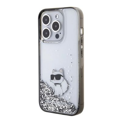 2. Karl Lagerfeld Liquid Glitter Choupette Hülle für iPhone 15 Pro Max – transparent