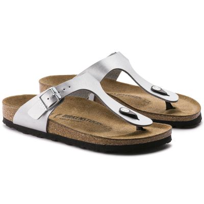 Birkenstock Gizeh Birko-Flor Damen Flip-Flops silber normal breit (0043851)