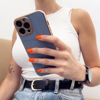 6. Lighting Color Case für Samsung Galaxy A12 5G Goldrahmen Gel Cover weiß