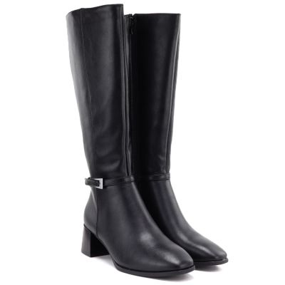 4. Schwarze Sergio Leone KZ-31-S Damen-Lederstiefel mit hohem Absatz