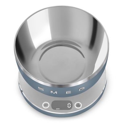 5. Smeg KSC01SBMWW Küchenwaage, blau, rundes Oberteil, elektronische Küchenwaage