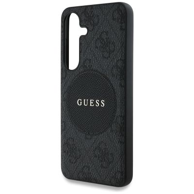 6. Guess 4G Round Patch Classic Logo MagSafe Hülle für Samsung Galaxy S25 Plus schwarz