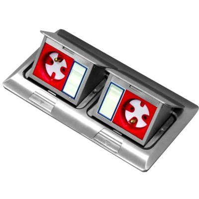 2. Mini-Bodendose 2x3M – Doppel-Unterputz-/Bodendose zur Montage von Steckdosen der Standardgröße 22,5x45 mm (45x45 mm), neigbar