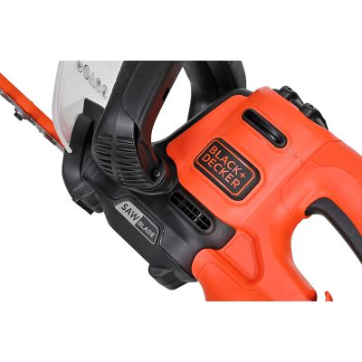 15. Black & Decker Black + Decker Elektro-Heckenschere (500W, 50 cm Schwertlänge, 22 mm Schnittstärke, Bügel-Zweithandgriff und transparentem Handschutz, für mittlere bis große Hecken)