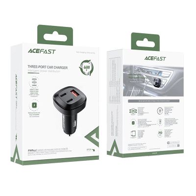 5. Acefast Autoladegerät 66W 2x USB Typ C / USB, PPS, Power Delivery, Quick Charge 4.0, AFC, FCP, SCP schwarz (B3 schwarz)